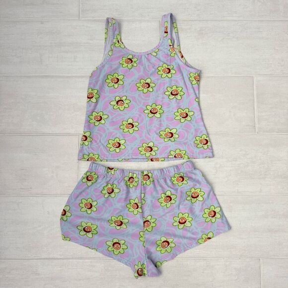 Rick and Morty Matching PJ Set Cami Tank Shorts Adult Swim Purple Green Medium - Picture 3 of 9